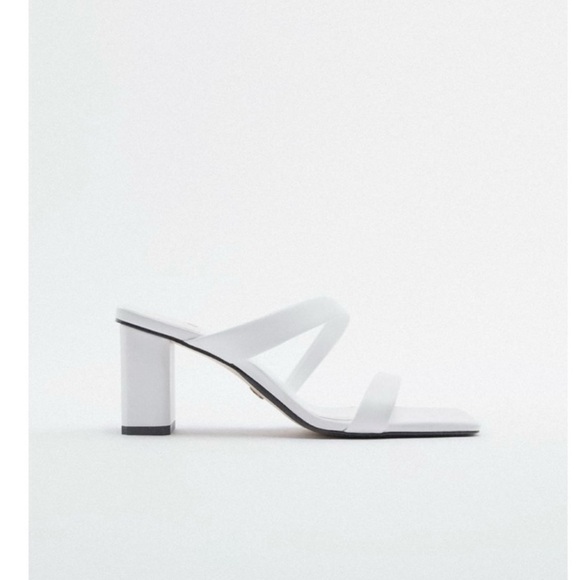 Zara White Strappy Block Heel Sandals – Size 38 / US 7.5 - Picture 2 of 10